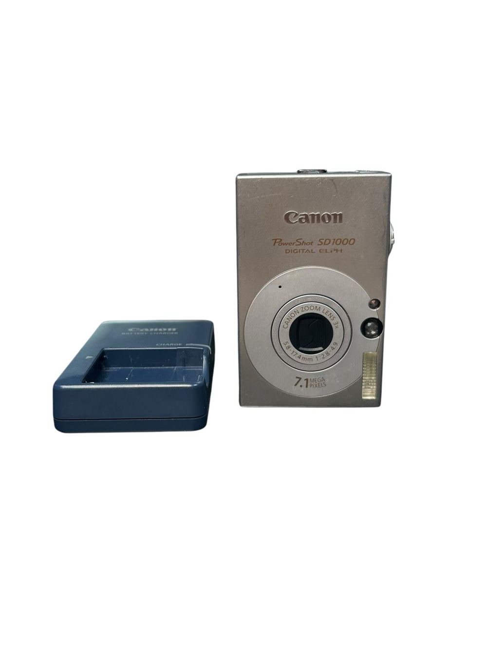 Canon PowerShot SD1000 Digital ELPH 71MP Silver Camera w/ Canon Charger Tested